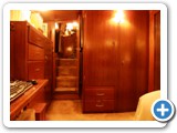Master Stateroom. Head (bathroom) is to the right, steps on the left lead up to the Salon.